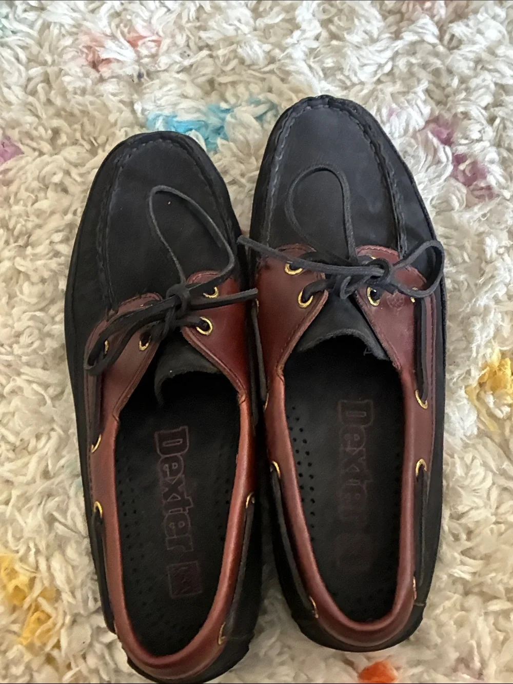 Dexter Black and Brown Leather Men’s Boat Shoes size 9 US made